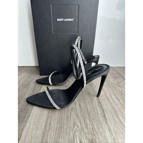 Saint Laurent Georgia 90 crystal-embellished sandals EU 37.5/US 7.5 $1390 - Picture 11 of 15